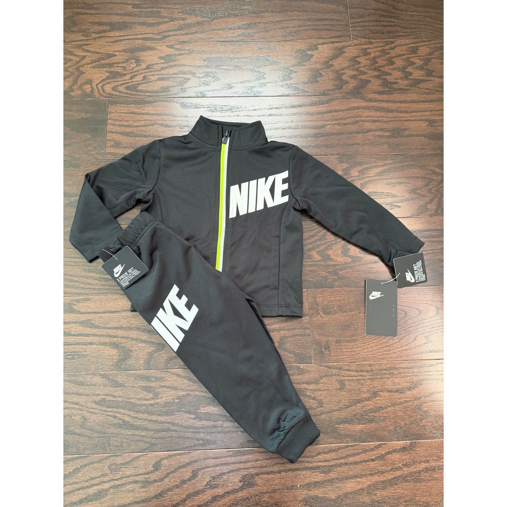 Nike Kids 2-Piece Tracksuit Set Black Neon Green 18M 66F191-023